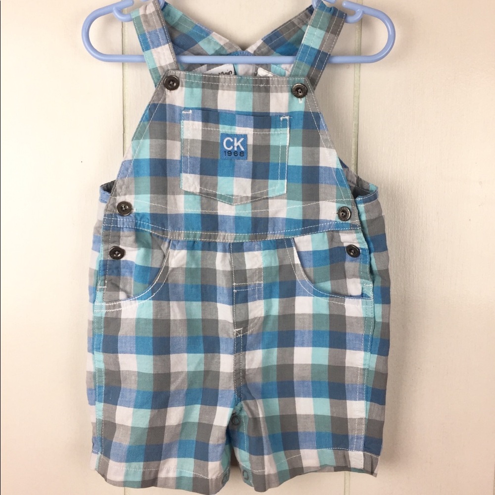 Calvin Klein Baby Plaid Overalls Shorts Size 18M